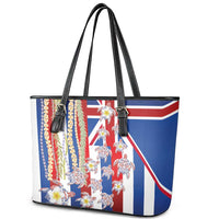 Hawaiian Polynesian Tribal Turtles Leather Tote Bag with Lei and Flag Style LT03 - Polynesian Pride
