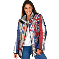 Hawaiian Polynesian Tribal Turtles Padded Jacket with Lei and Flag Style LT03 Women Multicolor - Polynesian Pride