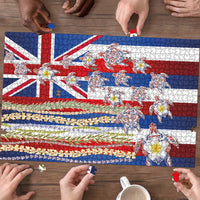 Hawaiian Polynesian Tribal Turtles Puzzle with Lei and Flag Style LT03 - Polynesian Pride