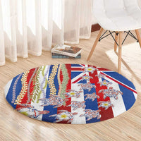 Hawaiian Polynesian Tribal Turtles Round Carpet with Lei and Flag Style LT03 - Polynesian Pride