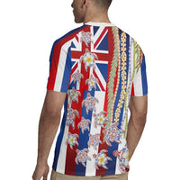 Hawaiian Polynesian Tribal Turtles Rugby Jersey with Lei and Flag Style LT03 - Polynesian Pride