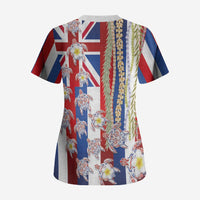 Hawaiian Polynesian Tribal Turtles Scrub Top with Lei and Flag Style LT03 - Polynesian Pride
