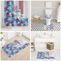 Hawaiian Tribal Manta Ray Bathroom Set Kakau Tattoo and Flowers Surfing Waves Pattern Ocean Color LT03 - Polynesian Pride
