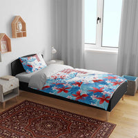 Hawaiian Tribal Manta Ray Bedding Set Kakau Tattoo and Flowers Surfing Waves Pattern Ocean Color LT03 - Polynesian Pride