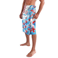Hawaiian Tribal Manta Ray Lavalava Kakau Tattoo and Flowers Surfing Waves Pattern Ocean Color LT03 - Polynesian Pride