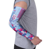 Hawaiian Tribal Manta Ray Arm Sleeves Kakau Tattoo and Flowers Surfing Waves Pattern Soft Color LT03 - Polynesian Pride