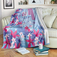 Hawaiian Tribal Manta Ray Blanket Kakau Tattoo and Flowers Surfing Waves Pattern Soft Color LT03 Multicolor - Polynesian Pride