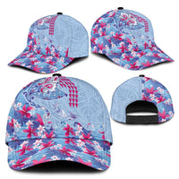 Hawaiian Tribal Manta Ray Classic Cap Kakau Tattoo and Flowers Surfing Waves Pattern Soft Color LT03 - Polynesian Pride