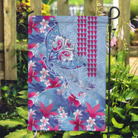 Hawaiian Tribal Manta Ray Garden Flag Kakau Tattoo and Flowers Surfing Waves Pattern Soft Color LT03 Garden Flag Multicolor - Polynesian Pride