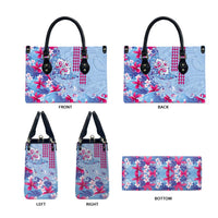 Hawaiian Tribal Manta Ray Leather Bag Kakau Tattoo and Flowers Surfing Waves Pattern Soft Color LT03 - Polynesian Pride