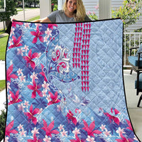 Hawaiian Tribal Manta Ray Quilt Kakau Tattoo and Flowers Surfing Waves Pattern Soft Color LT03 Multicolor - Polynesian Pride