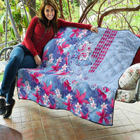 Hawaiian Tribal Manta Ray Quilt Kakau Tattoo and Flowers Surfing Waves Pattern Soft Color LT03 - Polynesian Pride