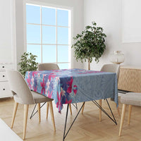 Hawaiian Tribal Manta Ray Tablecloth Kakau Tattoo and Flowers Surfing Waves Pattern Soft Color LT03 - Polynesian Pride