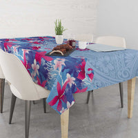 Hawaiian Tribal Manta Ray Tablecloth Kakau Tattoo and Flowers Surfing Waves Pattern Soft Color LT03 - Polynesian Pride