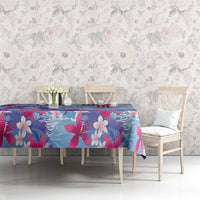Hawaiian Tribal Manta Ray Tablecloth Kakau Tattoo and Flowers Surfing Waves Pattern Soft Color LT03 - Polynesian Pride