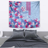 Hawaiian Tribal Manta Ray Tapestry Kakau Tattoo and Flowers Surfing Waves Pattern Soft Color LT03 - Polynesian Pride