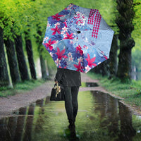 Hawaiian Tribal Manta Ray Umbrella Kakau Tattoo and Flowers Surfing Waves Pattern Soft Color LT03 - Polynesian Pride