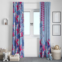 Hawaiian Tribal Manta Ray Window Curtain Kakau Tattoo and Flowers Surfing Waves Pattern Soft Color LT03 - Polynesian Pride