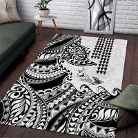Hawaiian Tribal Manta Ray Area Rug Kakau Tattoo and Polynesian Art Motif Pattern