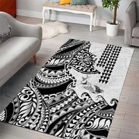 Hawaiian Tribal Manta Ray Area Rug Kakau Tattoo and Polynesian Art Motif Pattern