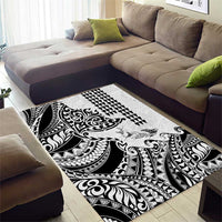 Hawaiian Tribal Manta Ray Area Rug Kakau Tattoo and Polynesian Art Motif Pattern