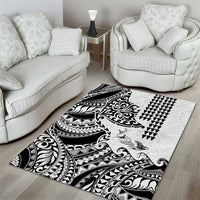 Hawaiian Tribal Manta Ray Area Rug Kakau Tattoo and Polynesian Art Motif Pattern