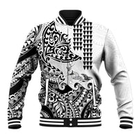 Hawaiian Tribal Manta Ray Baseball Jacket Kakau Tattoo and Polynesian Art Motif Pattern LT03 Unisex Multicolor - Polynesian Pride