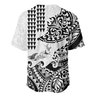 Hawaiian Tribal Manta Ray Baseball Jersey Kakau Tattoo and Polynesian Art Motif Pattern LT03 - Polynesian Pride