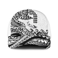 Hawaiian Tribal Manta Ray Baseball Net Cap Kakau Tattoo and Polynesian Art Motif Pattern LT03 One Size White Multicolor - Polynesian Pride