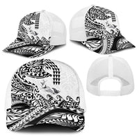 Hawaiian Tribal Manta Ray Baseball Net Cap Kakau Tattoo and Polynesian Art Motif Pattern LT03 - Polynesian Pride