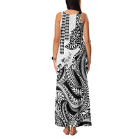 Hawaiian Tribal Manta Ray Family Matching Tank Maxi Dress and Hawaiian Shirt Kakau Tattoo and Polynesian Art Motif Pattern