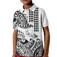 Hawaiian Tribal Manta Ray Kid Polo Shirt Kakau Tattoo and Polynesian Art Motif Pattern LT03 Kid Multicolor - Polynesian Pride