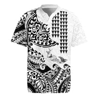 Hawaiian Tribal Manta Ray Rugby Jersey Kakau Tattoo and Polynesian Art Motif Pattern LT03 Multicolor - Polynesian Pride