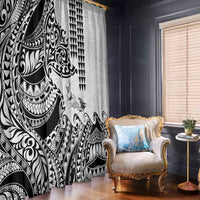 Hawaiian Tribal Manta Ray Window Curtain Kakau Tattoo and Polynesian Art Motif Pattern LT03 - Polynesian Pride