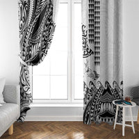 Hawaiian Tribal Manta Ray Window Curtain Kakau Tattoo and Polynesian Art Motif Pattern LT03 - Polynesian Pride