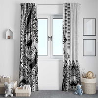 Hawaiian Tribal Manta Ray Window Curtain Kakau Tattoo and Polynesian Art Motif Pattern LT03 - Polynesian Pride