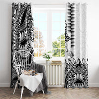 Hawaiian Tribal Manta Ray Window Curtain Kakau Tattoo and Polynesian Art Motif Pattern LT03 - Polynesian Pride