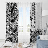 Hawaiian Tribal Manta Ray Window Curtain Kakau Tattoo and Polynesian Art Motif Pattern LT03 - Polynesian Pride