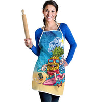 Hawaiian Funny Pineapple Surfing Apron Beach with Tribal Kakau and Plumeria LT03 - Polynesian Pride