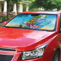 Hawaiian Funny Pineapple Surfing Auto Sun Shade Beach with Tribal Kakau and Plumeria