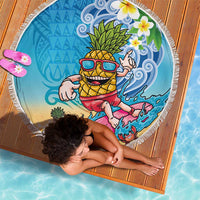 Hawaiian Funny Pineapple Surfing Beach Blanket Beach with Tribal Kakau and Plumeria LT03 - Polynesian Pride