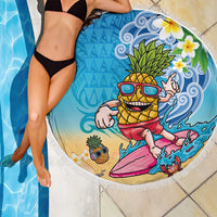 Hawaiian Funny Pineapple Surfing Beach Blanket Beach with Tribal Kakau and Plumeria LT03 - Polynesian Pride