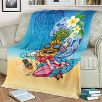 Hawaiian Funny Pineapple Surfing Blanket Beach with Tribal Kakau and Plumeria LT03 - Polynesian Pride