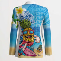 Hawaiian Funny Pineapple Surfing Blazer Beach with Tribal Kakau and Plumeria LT03 - Polynesian Pride