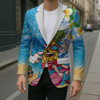 Hawaiian Funny Pineapple Surfing Blazer Beach with Tribal Kakau and Plumeria LT03 - Polynesian Pride