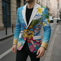 Hawaiian Funny Pineapple Surfing Blazer Beach with Tribal Kakau and Plumeria LT03 - Polynesian Pride