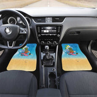 Hawaiian Funny Pineapple Surfing Car Mats Beach with Tribal Kakau and Plumeria LT03 Set 2pcs - Front Multicolor - Polynesian Pride