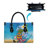 Hawaiian Funny Pineapple Surfing Leather Bag Beach with Tribal Kakau and Plumeria LT03 - Polynesian Pride