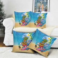 Hawaiian Funny Pineapple Surfing Pillow Cover Beach with Tribal Kakau and Plumeria LT03 - Polynesian Pride