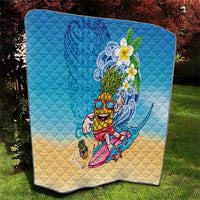 Hawaiian Funny Pineapple Surfing Quilt Beach with Tribal Kakau and Plumeria LT03 - Polynesian Pride